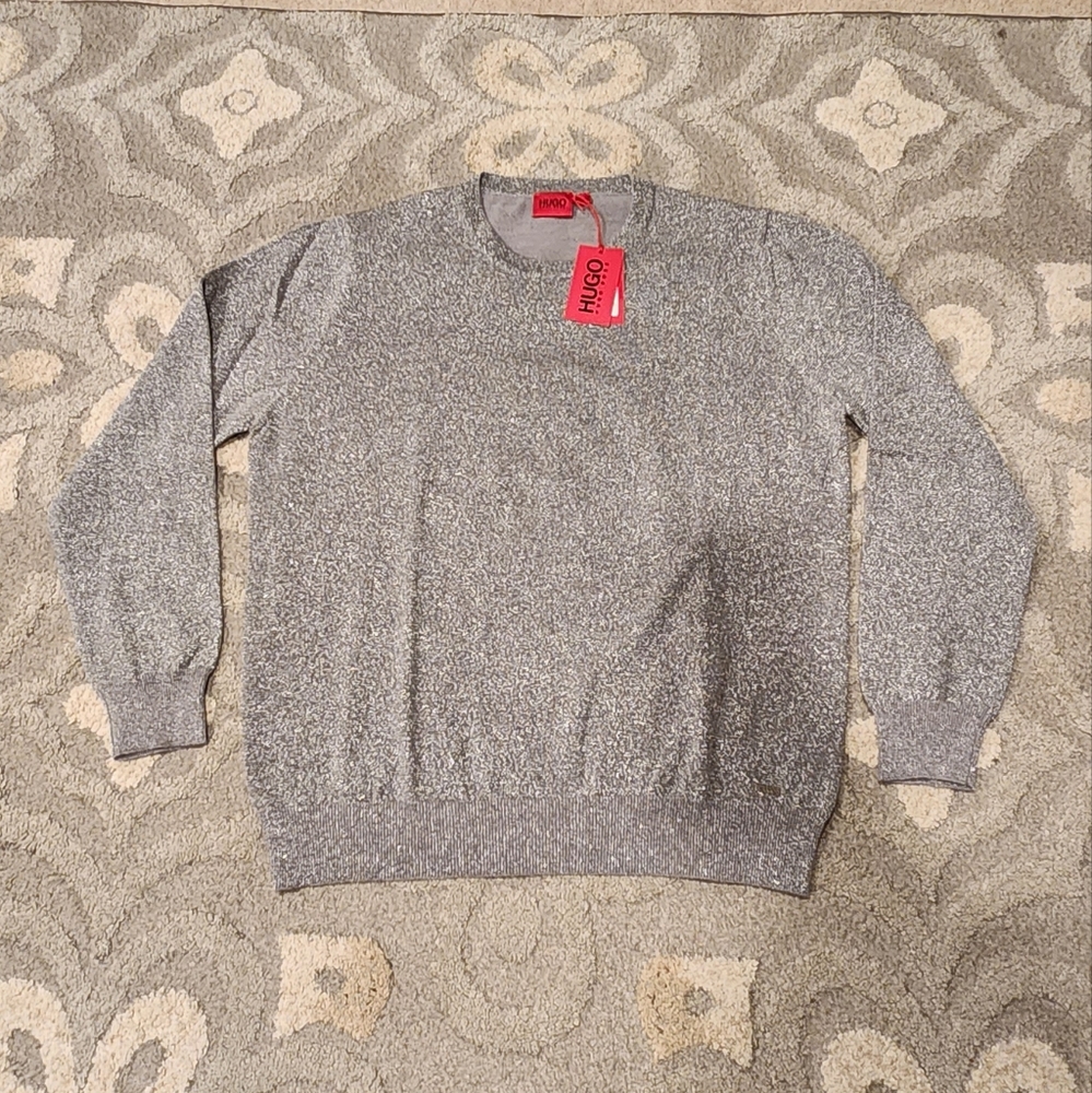 Hugo Boss Sweater Silver Bright Color Round Beck Men's Size XL
